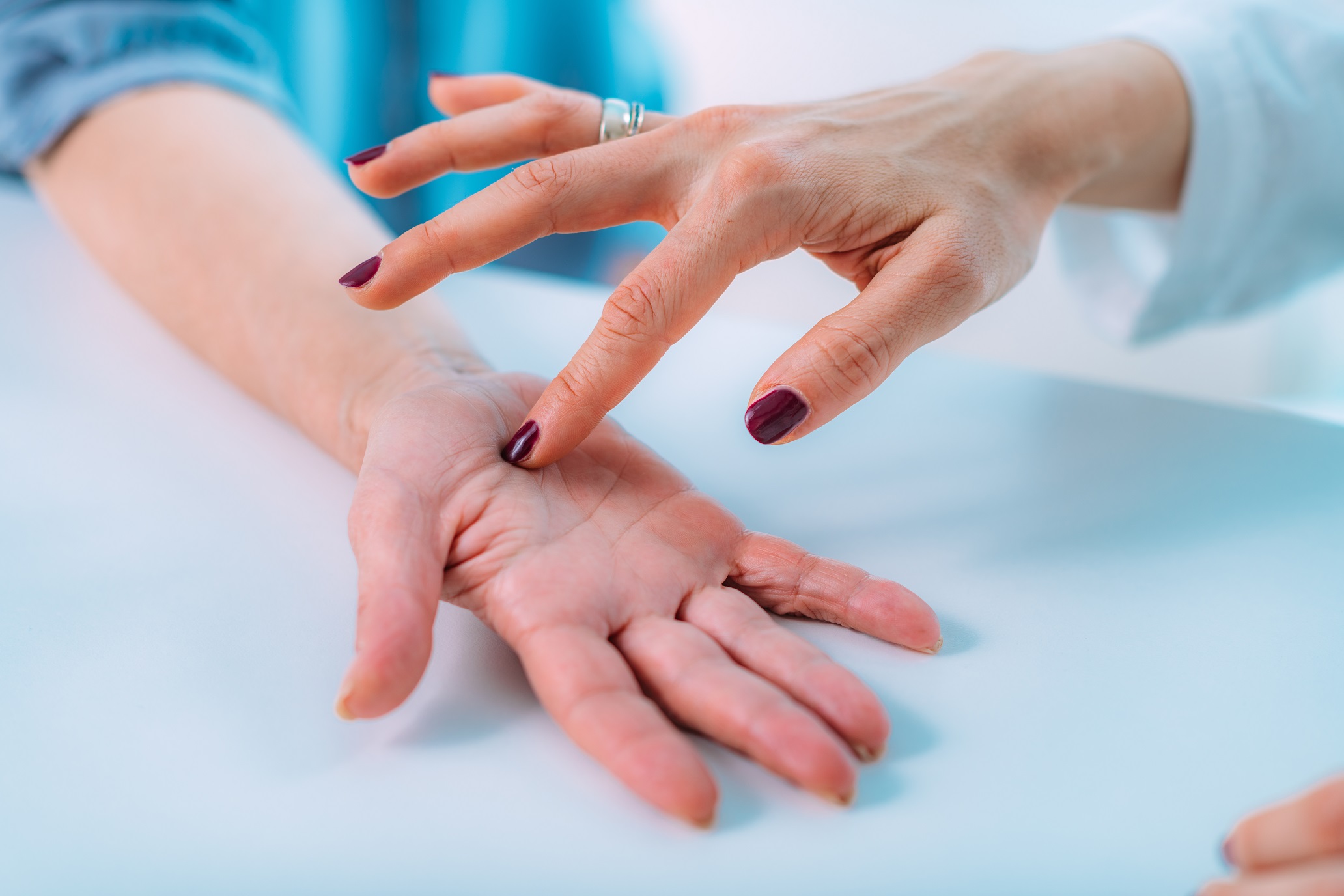 examining the hand