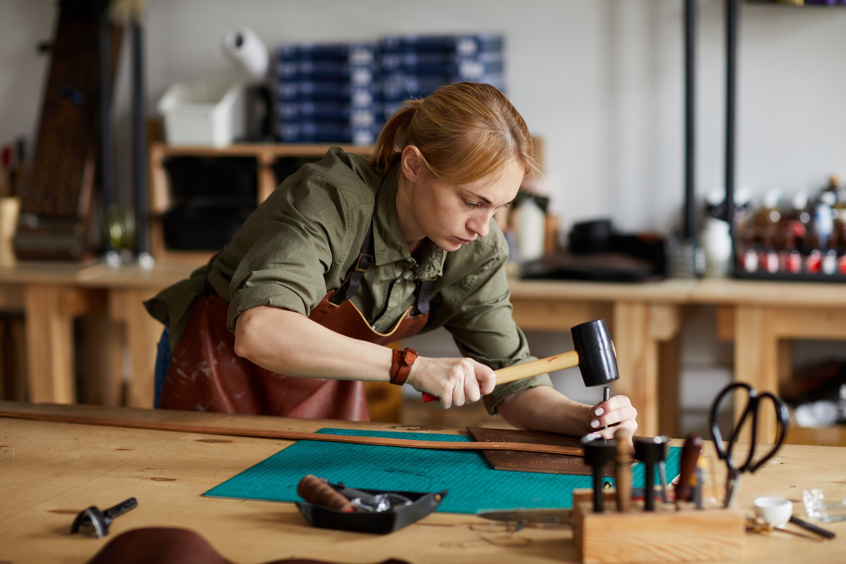 female craftsman working
