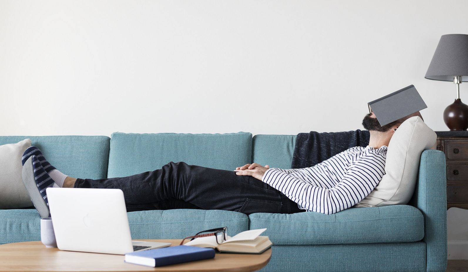 man is sleeping the stress away