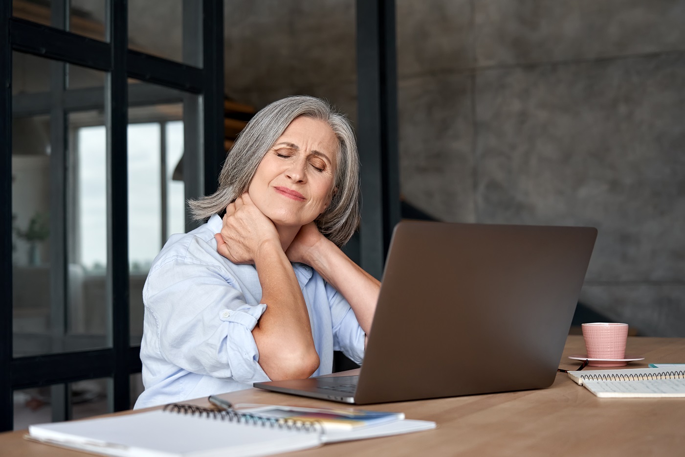 tired stressed older mature