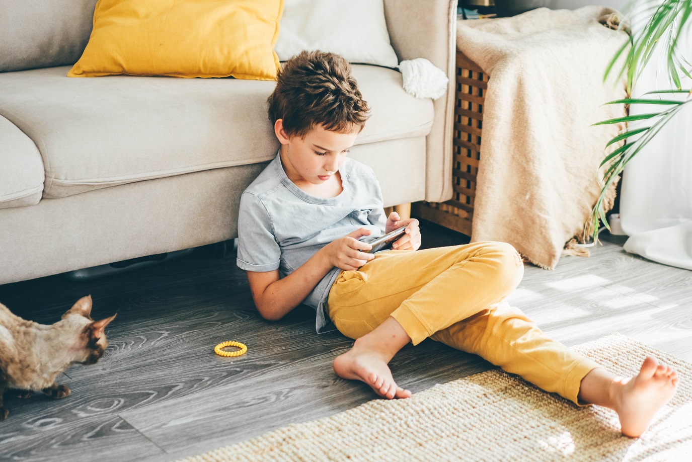 boy using mobile phone
