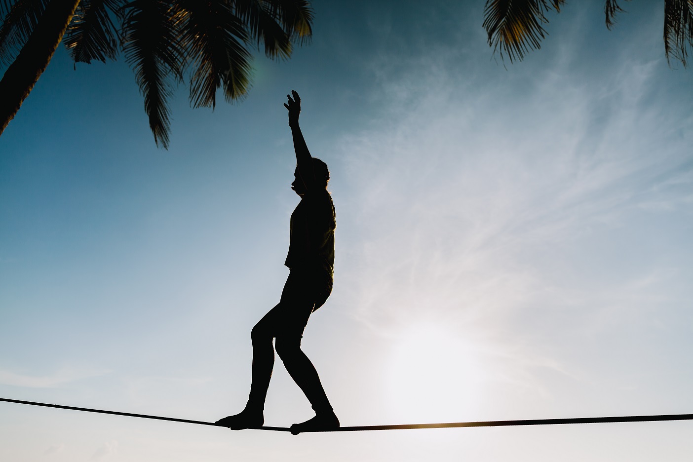 balancing workout on beach