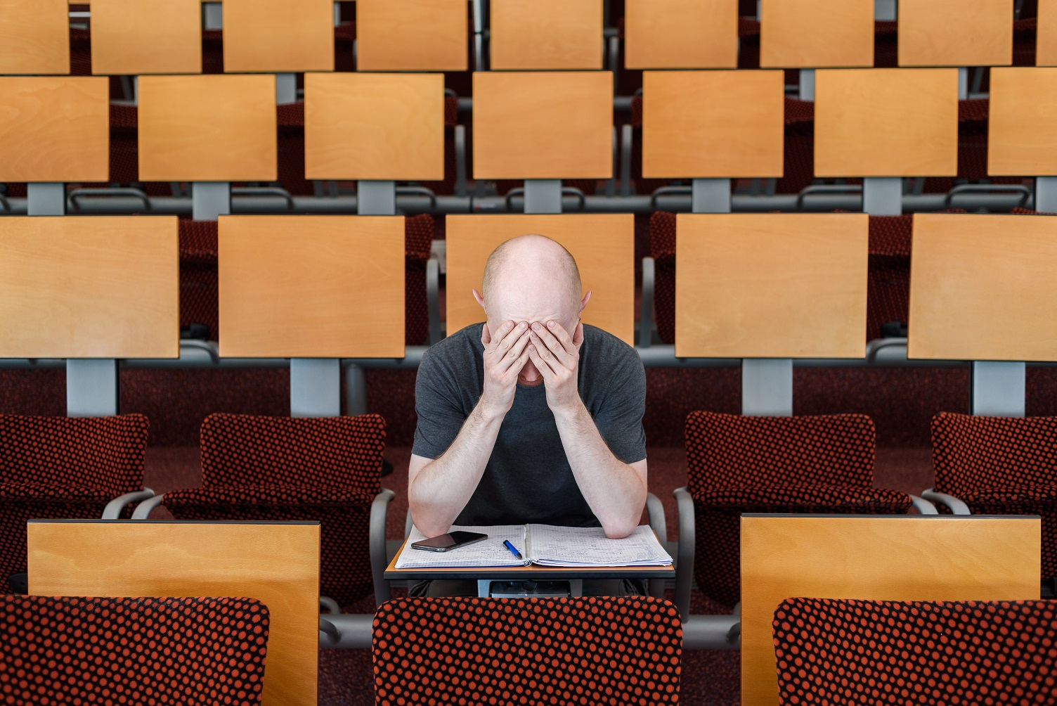 tired stressed student man